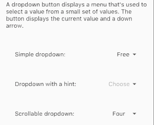 3 ListTiles, each containing a pull-down button