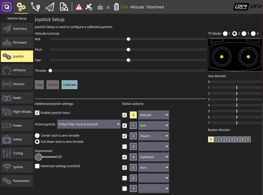 Joystick setup